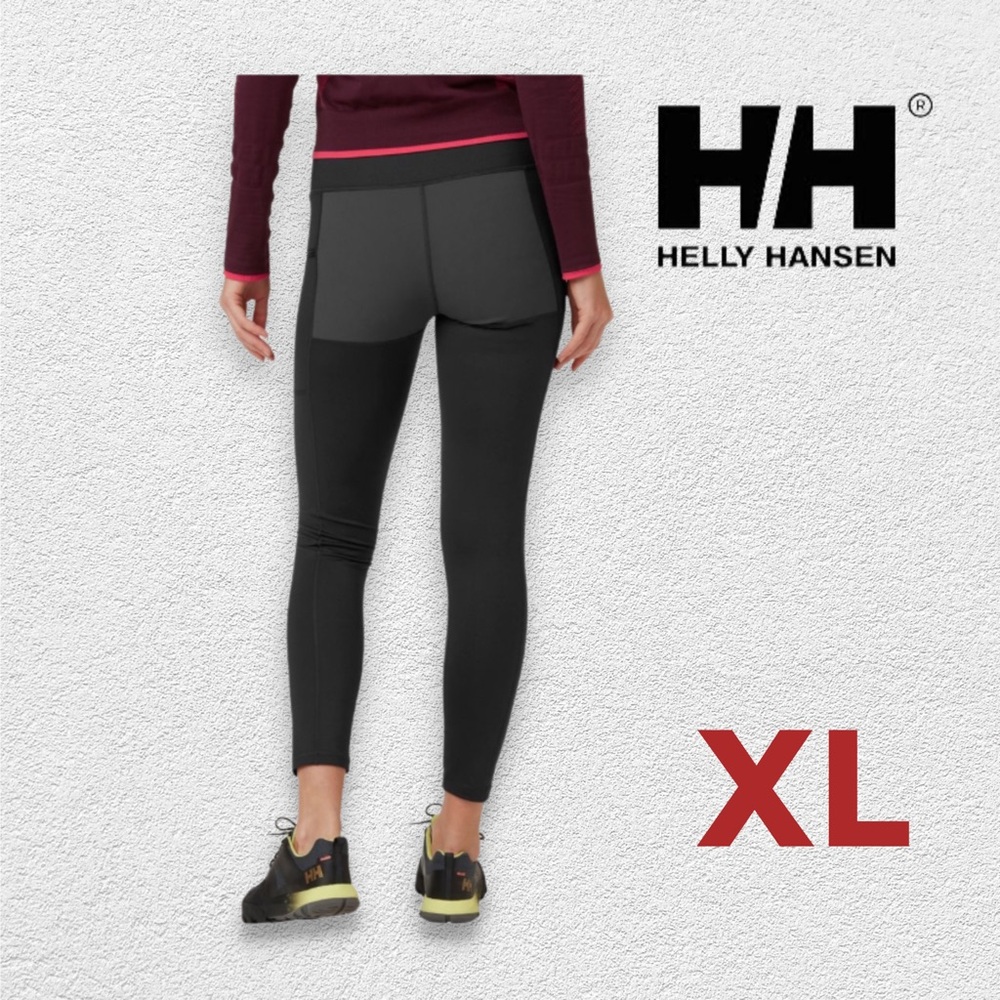*VGUC* HELLY HANSEN | XL | Black Rask trail Leggings w zip pocket